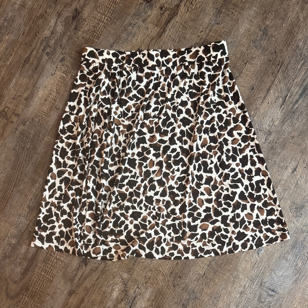 Leota Leopard Print A-Line Skirt MEDIUM